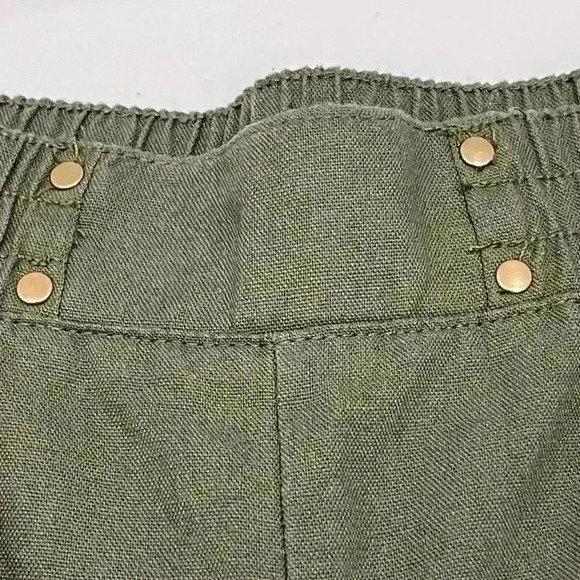 CI Sono linen blend cargo shorts in olive green pull  on shorts size Large - Picture 3 of 5